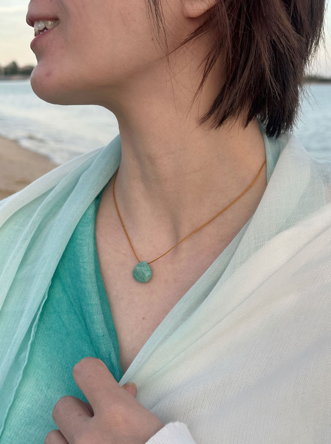 Amazonite Spirit Infused with Light Necklace for Calm Courage