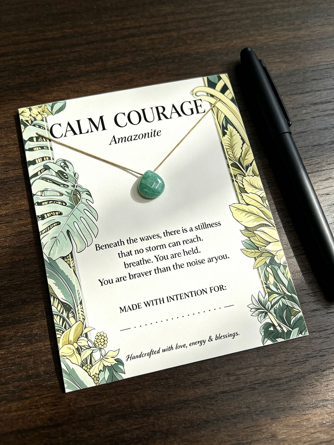 Amazonite Spirit Infused with Light Necklace for Calm Courage