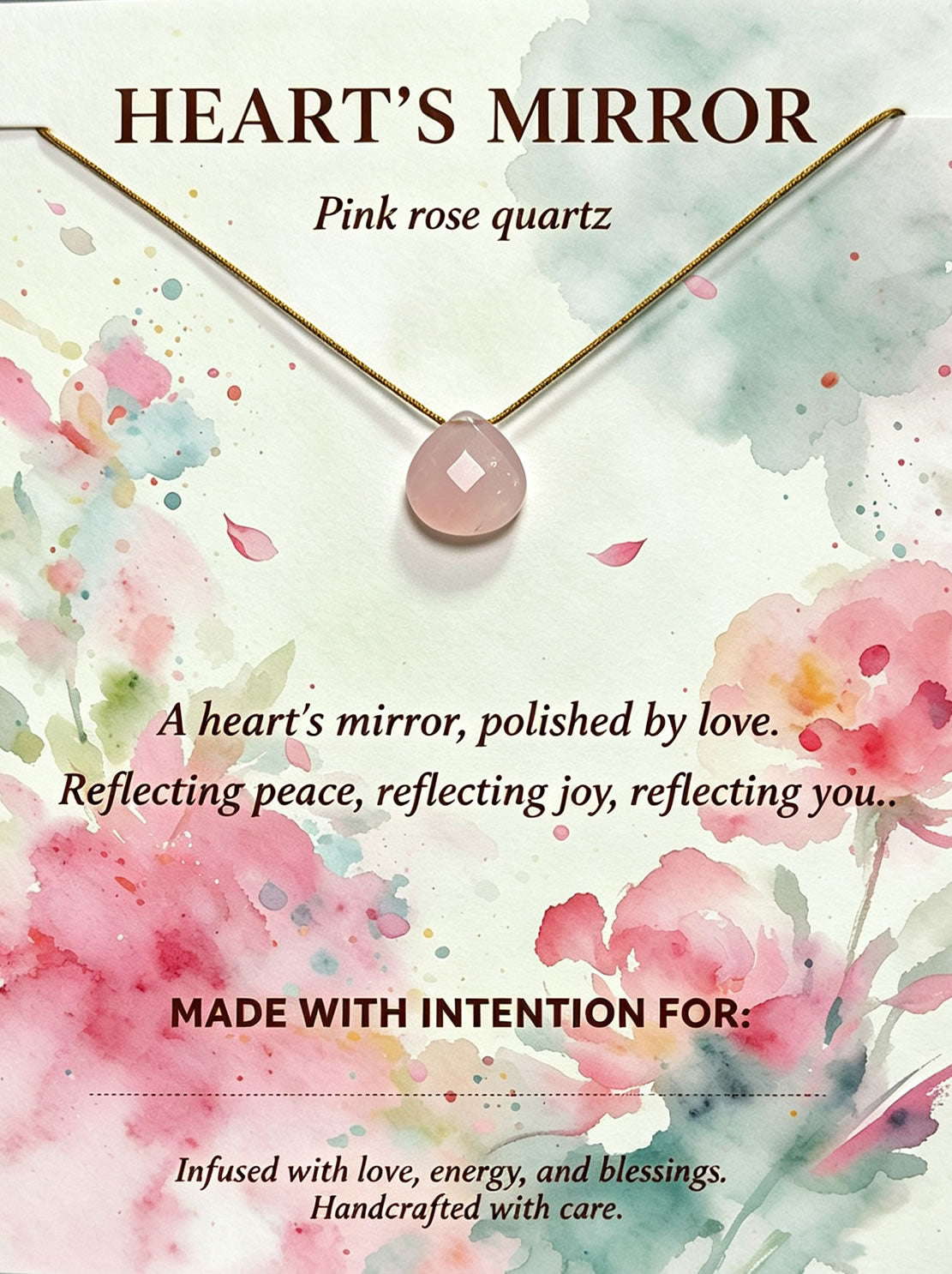 Polished Rose Quartz Necklace, Meet Heart’s Mirror