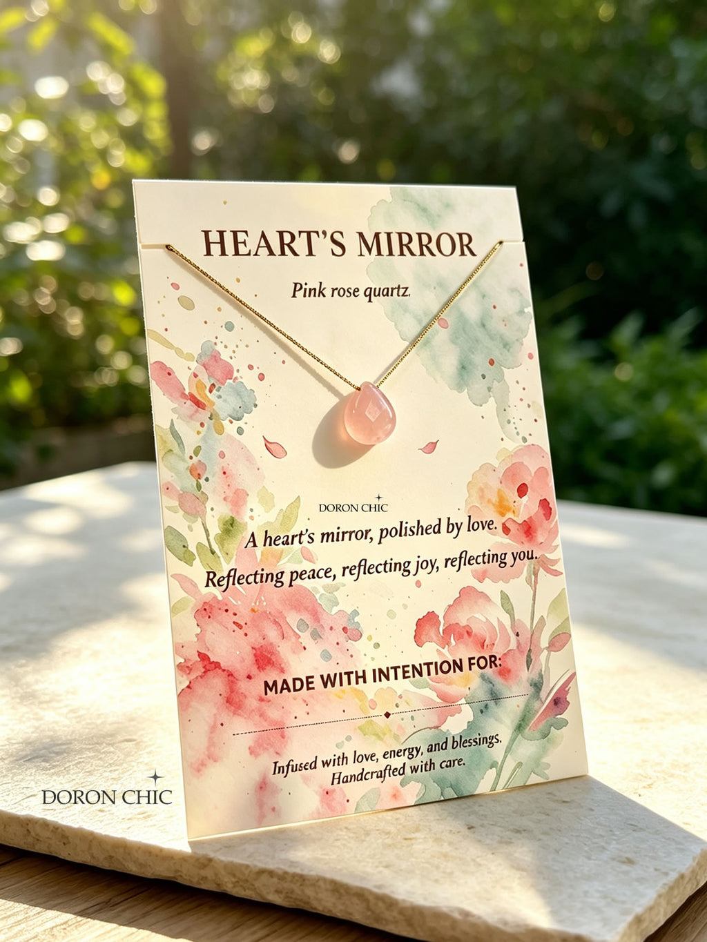 Polished Rose Quartz Necklace, Meet Heart’s Mirror