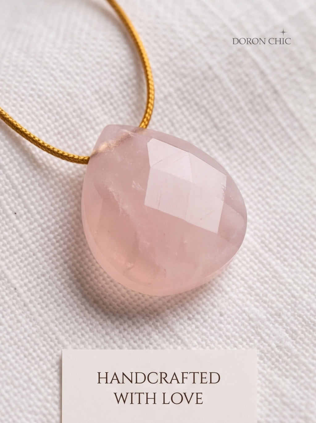 Polished Rose Quartz Necklace, Meet Heart’s Mirror