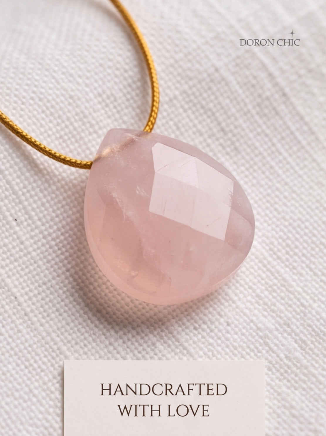 Polished Rose Quartz Necklace, Meet Heart’s Mirror