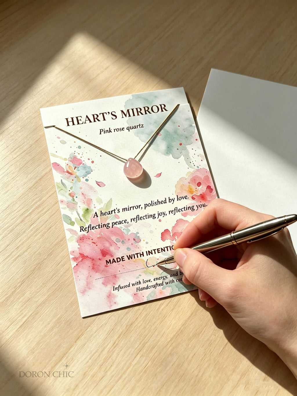 Polished Rose Quartz Necklace, Meet Heart’s Mirror