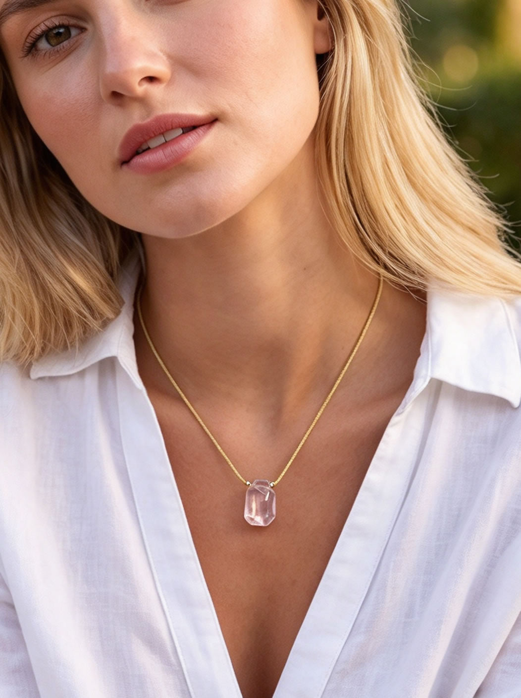 Natural Realm Pink Rose Quartz Necklace for Love's Reflection