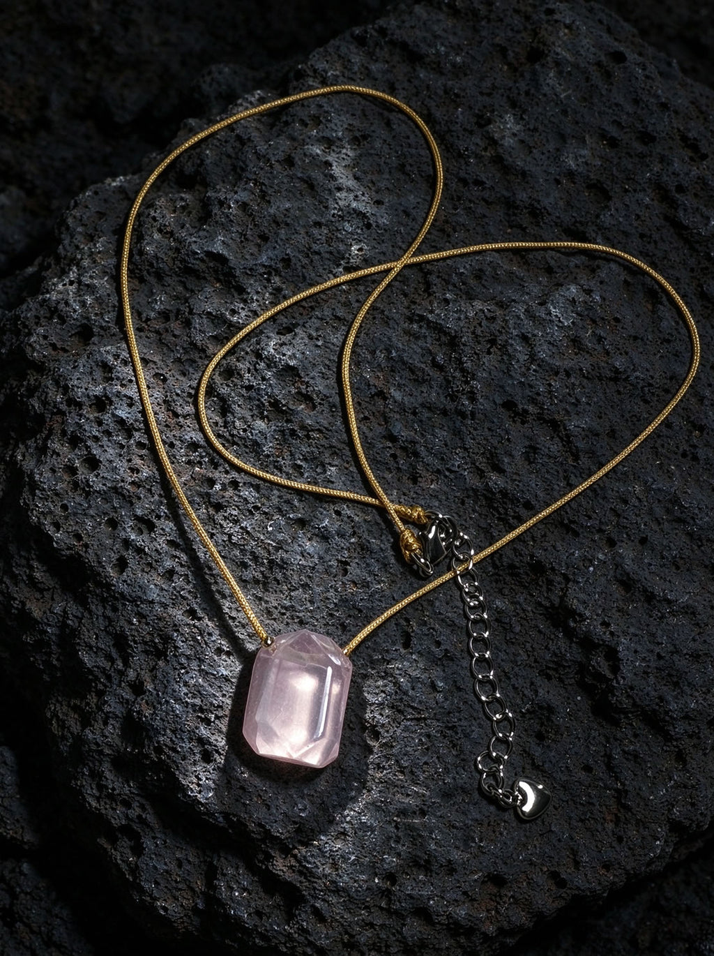 Natural Realm Pink Rose Quartz Necklace for Love's Reflection
