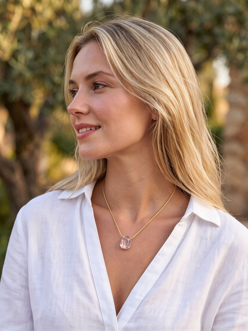 Natural Realm Pink Rose Quartz Necklace for Love's Reflection